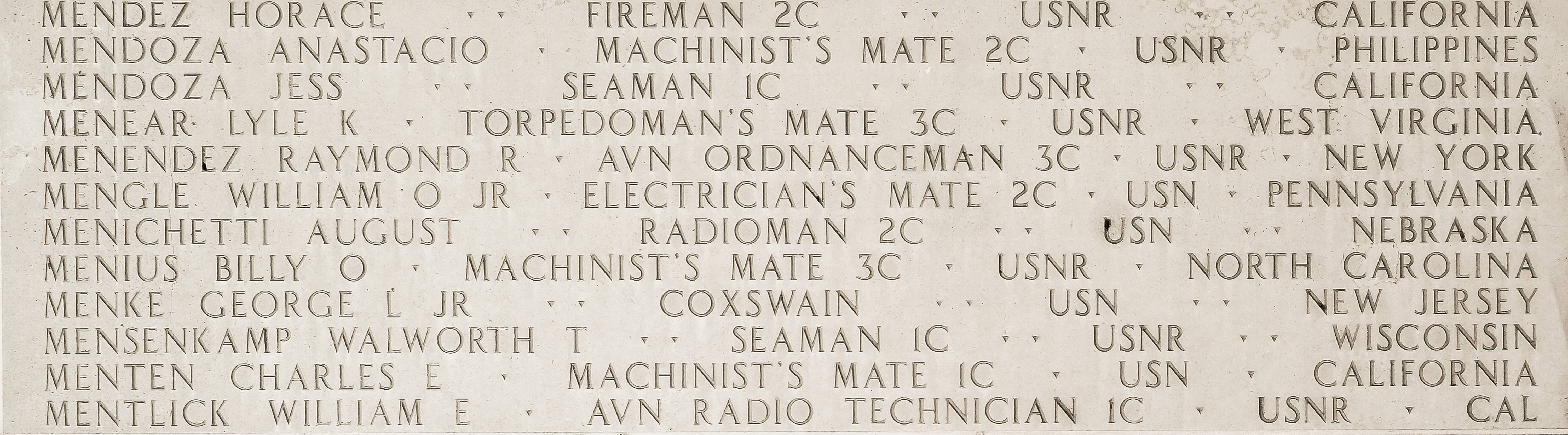 Raymond R. Menendez, Aviation Ordnanceman Third Class